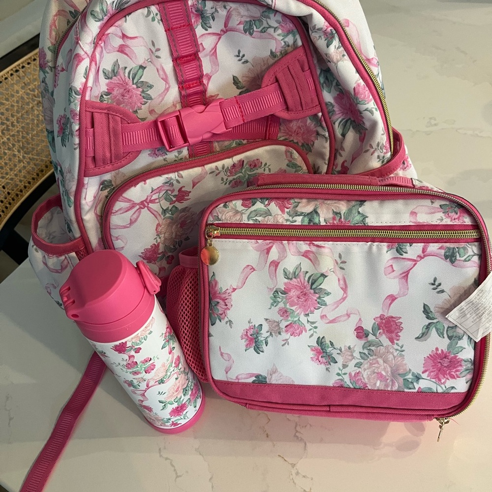 Pottery Barn Love Shack Fancy backpack, lunch box and water bottle {3 pieces}